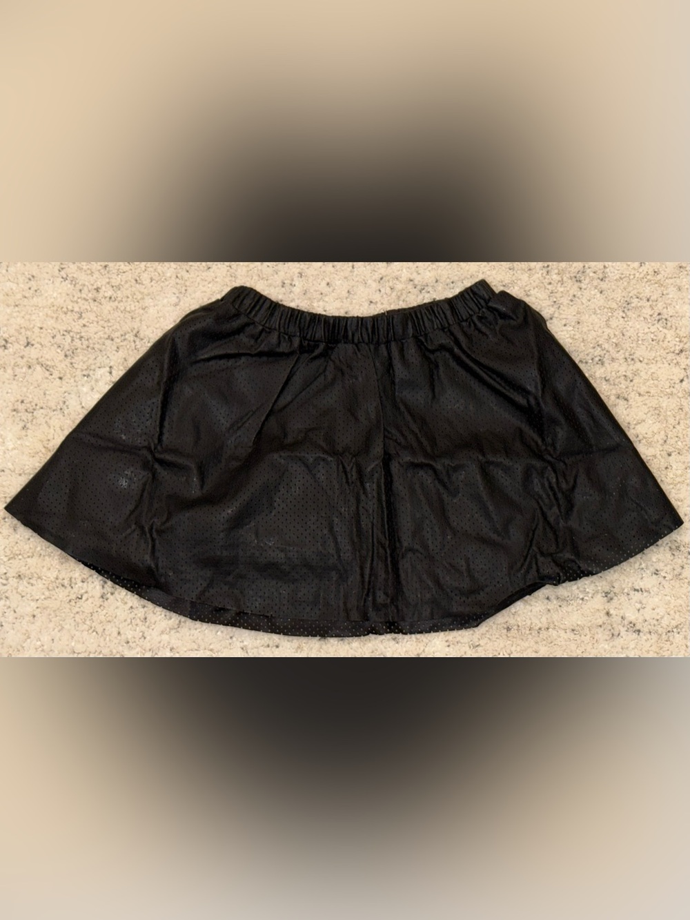 NWT GapKids Girls Black Faux Leather Skater Skirt Perforated Size Small 6-7